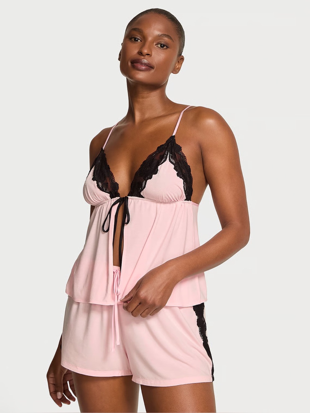 NWT Victoria’s Secret So Soft Modal Lace Trim Fly Away Pink Cami Set